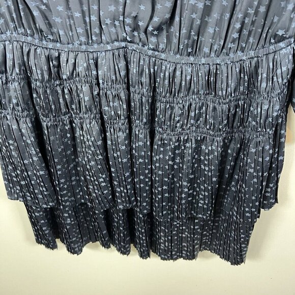 Current Air Anthropologie Blue Star Print Micro Pleat Tiered Dress Size Small - Picture 6 of 10